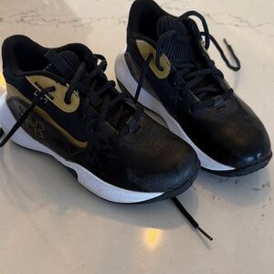 Under Armour Kids Black and Gold Lace-Up Sneakers